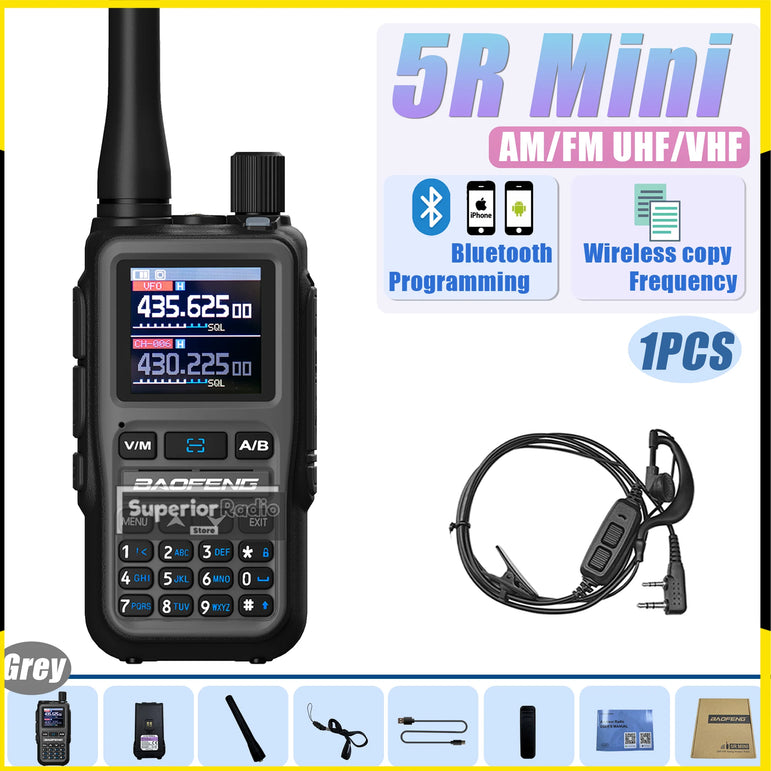 1/2PCS Baofeng UV-5R Mini Walkie Talkie Bluetooth Programming Type-C Dual PTT Lightweight 999 Channels Flashlight Frequency Copy