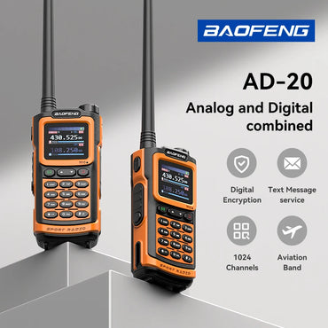 Baofeng AD-20 Walkie Talkie Full Band Analog/Digital Wireless Copy Frequency 1024CH Text Message Digital Encryption Record Radio