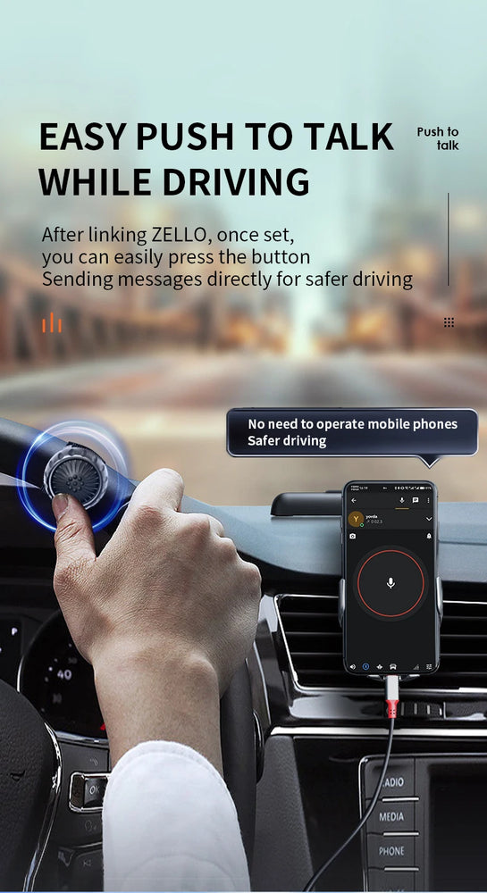 Tebe Wireless Bluetooth PTT Walkie Talkie Control Button with Adjustable Strap for IOS Android Phone Zello Push-to-Talk Button