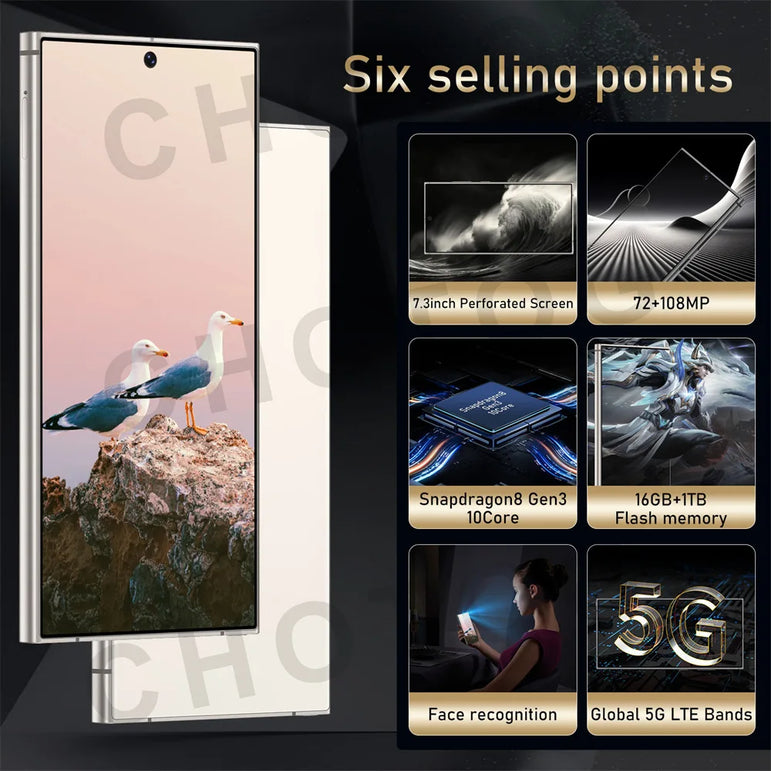 Original SMS 25 Ultra Smartphone 5G 22GB 2TB Dual Sim Cellphones Android 14 Cell Phone Face Recognition 7800mAh Mobile Phone