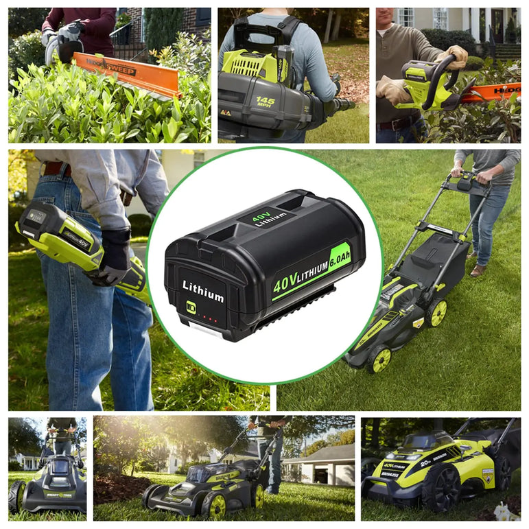 JYJZPB 6.0Ah 40V Battery Replacement for Ryobi Compatible with Ryobi 40V Lithium-Ion Rapid Charger 40V and Cordless Power Tools