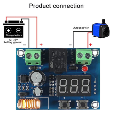 XH-M609 Low Voltage Disconnect Switch Cut Off 12V 24V 36V Digital LED Display Over-Discharge Protect for 12-36V Lithium Battery