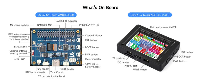 Waveshare ESP32-S3 2.41 inch AMOLED Display Development Board 600×450 Touchscreen ESP32 Display for  Arduino IDE ESP-IDF HMI