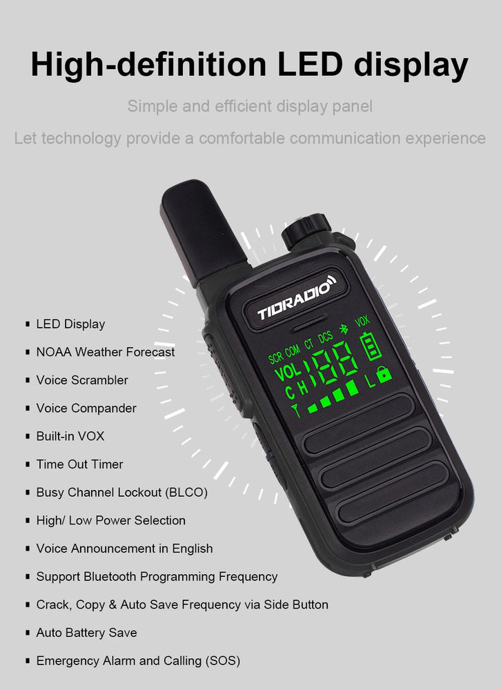 TIDRADIO 2PCS M11 Mini Walkie Talkie Profesional PMR /FRS Long Range Communication Radio Two Way Radio Transceiver Colorful