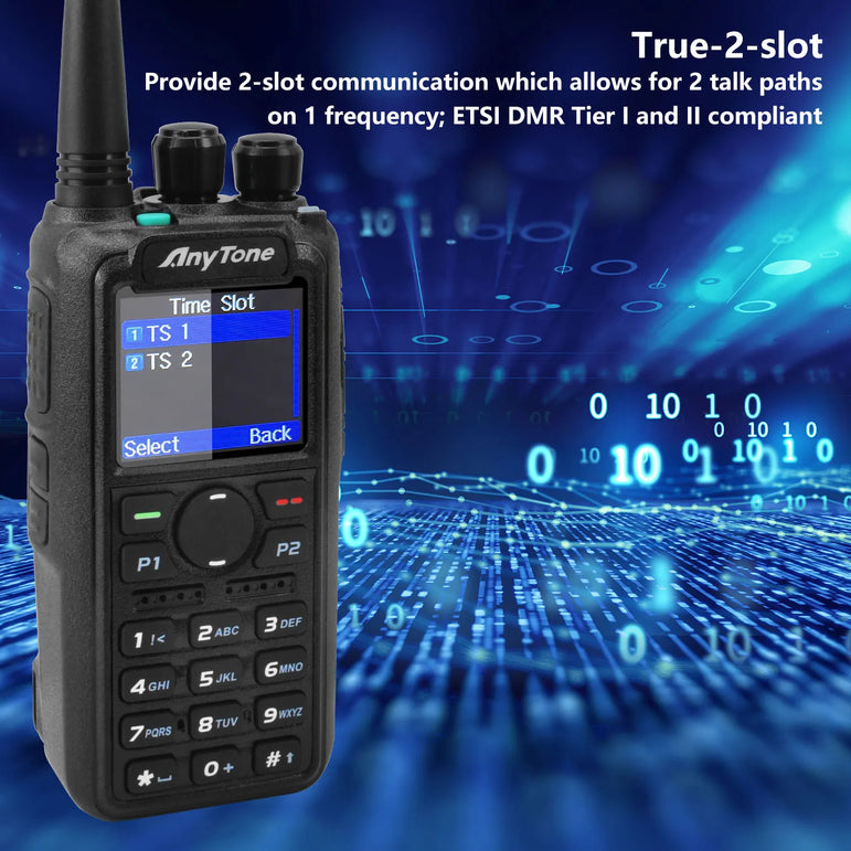 AnyTone AT-D878UVII Plus Dual Band Bluetooth PTT Digital/Analog APRS RX & TX AES256 Ecryption USB-C Charge Walkie Talkie