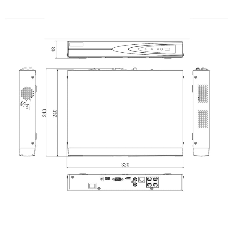 Hikvision NVR 4-ch 1U 4 PoE 4K NVR DS-7604NI-Q1/4P Up to 4-ch IP Camera inputs Network Video Recorder Support Third-party Camera