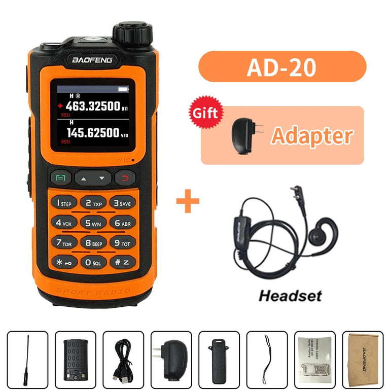 Baofeng AD-20 Walkie Talkie Full Band Analog/Digital Wireless Copy Frequency 1024CH Text Message Digital Encryption Record Radio