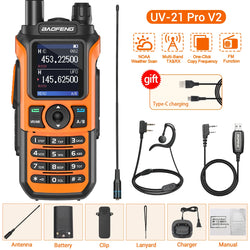Baofeng UV-21 Pro V2 Air Band Walkie Talkie Wireless Copy Frequency AM Type-C Long Range Upgrade UV-5R Ham Radio