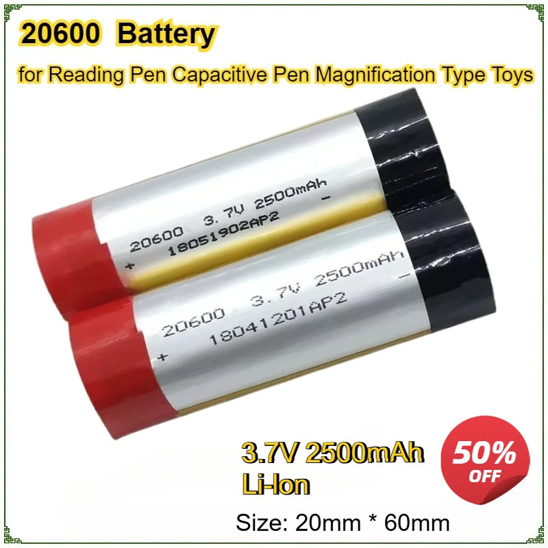 20600 Lithium Battery 3.7V 2500mAh for Reading Pen Capacitive Pen Magnification Type Toys Sufficient Capacity Bateria