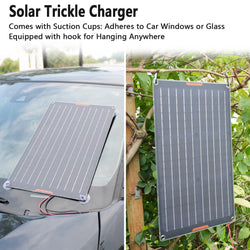 MHPOWOS Waterproof 30W 12V Solar Battery Charger & Maintainer 12 Volt Solar Panel Trickle Charging Kits for Car Boat Marine RV