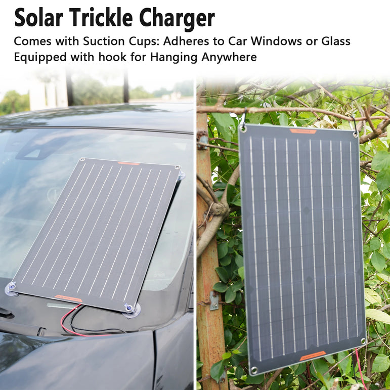 MHPOWOS Waterproof 30W 12V Solar Battery Charger & Maintainer 12 Volt Solar Panel Trickle Charging Kits for Car Boat Marine RV