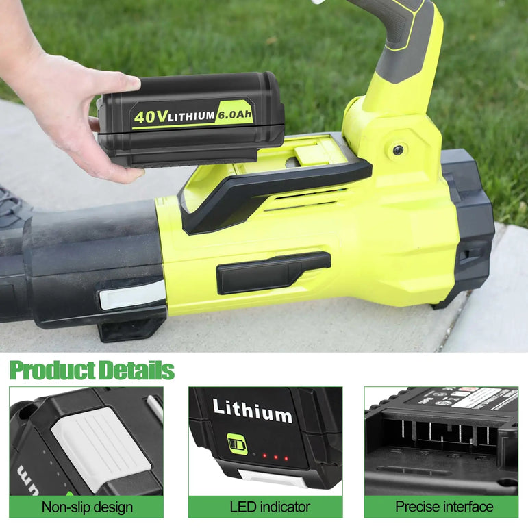 JYJZPB 6.0Ah 40V Battery Replacement for Ryobi Compatible with Ryobi 40V Lithium-Ion Rapid Charger 40V and Cordless Power Tools