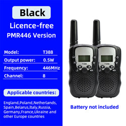 1 Pair Rt-388 Kids Walkie Talkies 0.5W Portable Child Electronic Radio Voice Interphone Outdoor LCD Display Toys Christmas Gifts