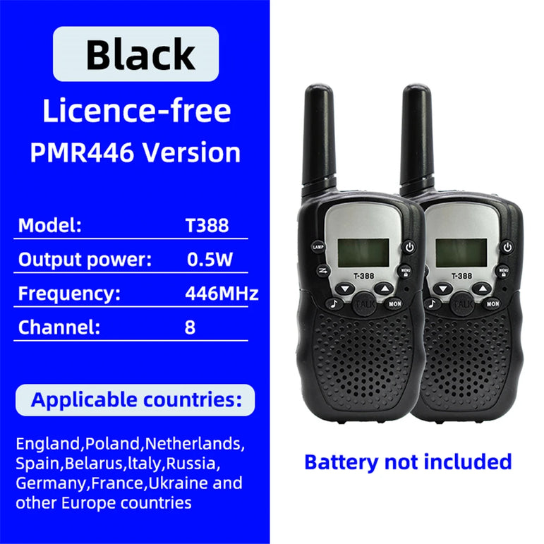 1 Pair Rt-388 Kids Walkie Talkies 0.5W Portable Child Electronic Radio Voice Interphone Outdoor LCD Display Toys Christmas Gifts