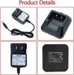 Baofeng Charger UV-5R BF-F8HP Charger Two-Way Radio Charger 100v-240v with Adapter + USB Charger Cable for UV-5R Series Walkie