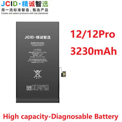 JCID Diagnostic Battery High Capacity For Iphone 12 13 14 100% Heath Visible New 0-cycle No Pop Up Used Genuine Parts On IOS 18