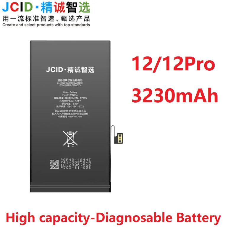 JCID Diagnostic Battery High Capacity For Iphone 12 13 14 100% Heath Visible New 0-cycle No Pop Up Used Genuine Parts On IOS 18