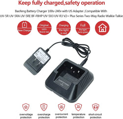 Baofeng Charger UV-5R BF-F8HP Charger Two-Way Radio Charger 100v-240v with Adapter + USB Charger Cable for UV-5R Series Walkie