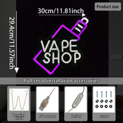 VAPE Shop LED Neon Sign Fit For USB charge Vape Shop Bar Bussiness Neon Light Sign Personalized Birthday Gift for Teen Neon Lamp