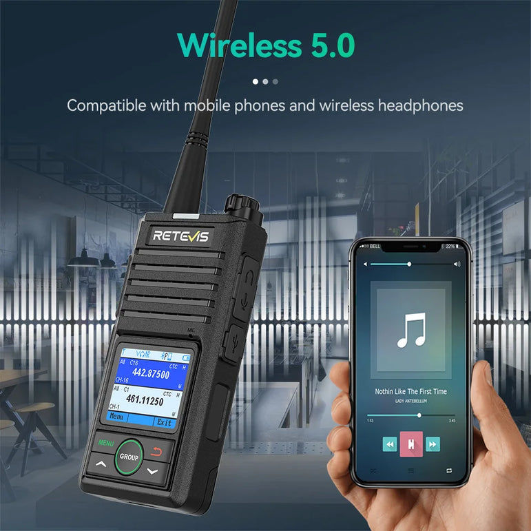 Retevis RB658 Walkie Talkie APP Control Long Range Walkie-talkie Bluetooth 5.0 UHF Professional Communication Radio for Camping