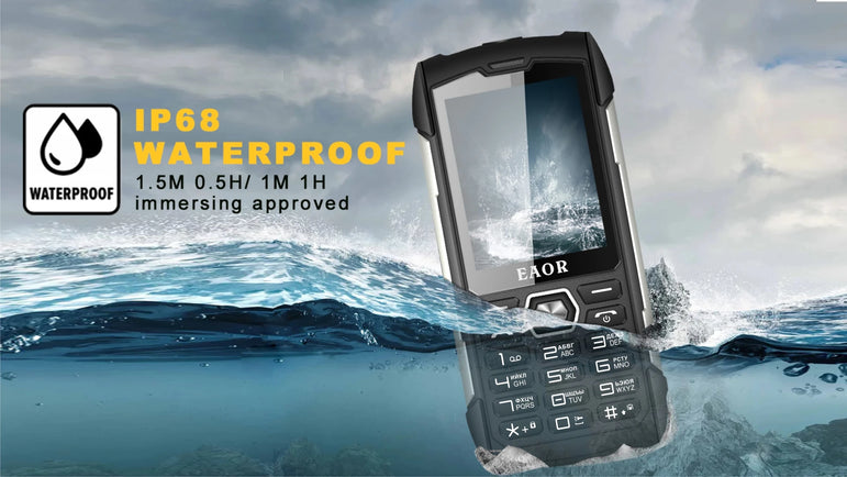 EAOR 2G Rugged Flashlight 4000mAh Big Battery Power Bank IP68 Waterproof 2.8 IPS large screen 0.3M cam MTK feature mobile Phone