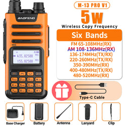 BaoFeng M-13 PRO V1 V2 High Power Multi Band Walkie Talkie Type C Charger Long Range Upgraded UV-13 PRO V1 V2 Ham Two Way Radio