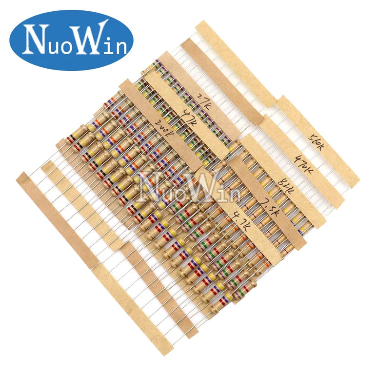 150PCS/300PCS 1W 2W 3W 5W 30Values Carbon Film Resistor Assortment Kit 5% Resistance Set 0.1R-750R 1K-820K ohms DIY Pack