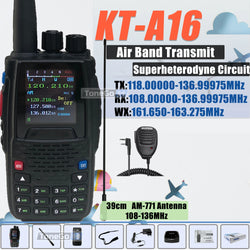 Air Band Transmit KT-A16 Walkie Talkie TX:108.000-136.999MHz RX:108.0000-136.999MHz 6W 200Ch W/10 NOAA Weather Forecast Channels