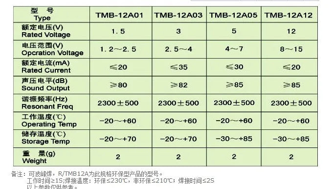 10PCS Active Buzzer 3V/5V/12V/16R TMB12A03 TMB12A05 TMB12A12 Magnetic Long Continous Beep Tone 12095 12*9.5mm Mini Plug Speaker