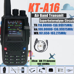 Air Band Transmit KT-A16 Walkie Talkie TX:108.000-136.999MHz RX:108.0000-136.999MHz 6W 200Ch W/10 NOAA Weather Forecast Channels