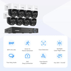H.view 8CH 4K 5MP 8MP CCTV Security Camera System PTZ Home Video Surveillance Kit Outdoor IP Camera Humanoid Detection