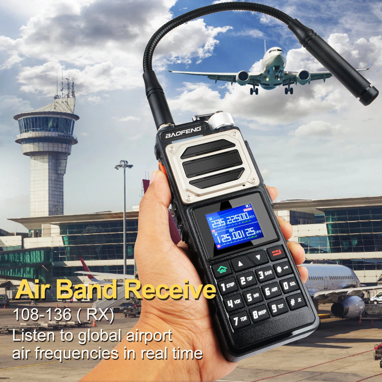 Baofeng UV-25 Walkie Talkie Air Band Receiving Scrambler Multi-band FM Vox 10W 999Ch Amateur Radio W/ Type-C 5200mAh Battery