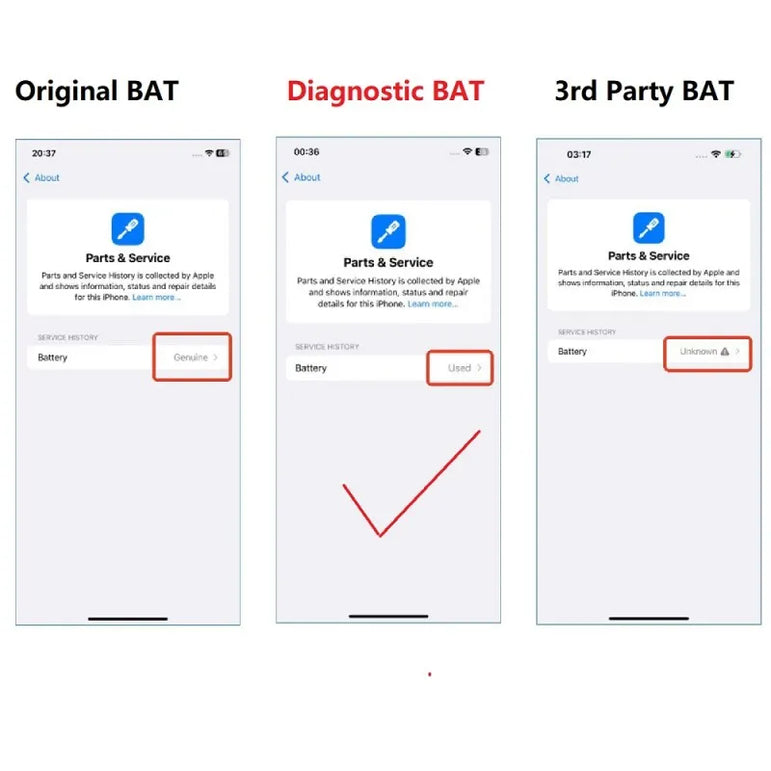JCID Diagnostic Battery High Capacity For Iphone 12 13 14 100% Heath Visible New 0-cycle No Pop Up Used Genuine Parts On IOS 18