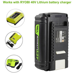 JYJZPB 6.0Ah 40V Battery Replacement for Ryobi Compatible with Ryobi 40V Lithium-Ion Rapid Charger 40V and Cordless Power Tools