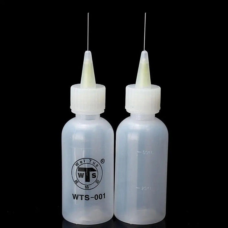 WTS-001 50ml Needle Tip Plastic Rosin Bottle Cleaning Liquid Flux AlcoholOil Dispenser Plastic Hand Bottle Cleaner DIY Repair