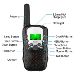 1 Pair Rt-388 Kids Walkie Talkies 0.5W Portable Child Electronic Radio Voice Interphone Outdoor LCD Display Toys Christmas Gifts