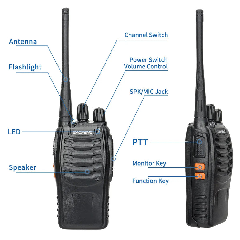 2PCS New Baofeng BF-888S Pro Upgrade Walkie Talkie Wireless Copy Frequency Long Range Portable BF888S Ham Two Way Radio Hunting