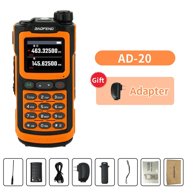 Baofeng AD-20 Walkie Talkie Full Band Analog/Digital Wireless Copy Frequency 1024CH Text Message Digital Encryption Record Radio