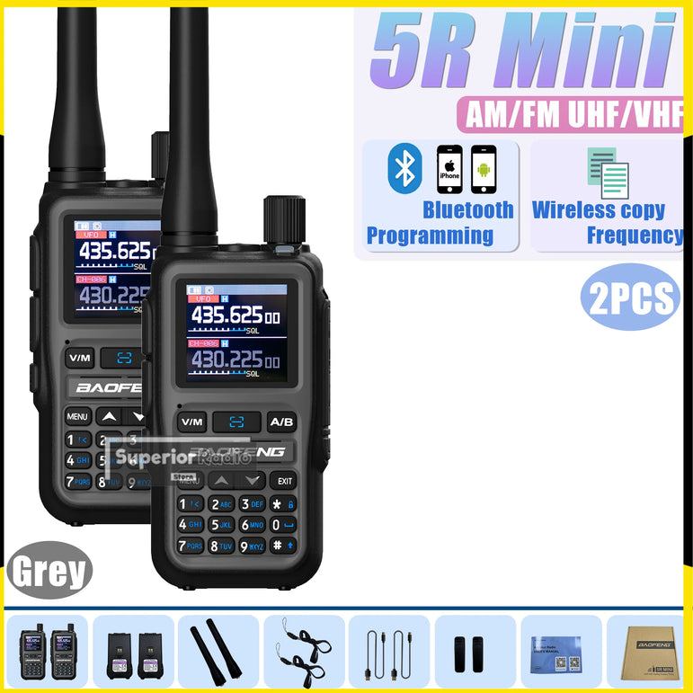 1/2PCS Baofeng UV-5R Mini Walkie Talkie Bluetooth Programming Type-C Dual PTT Lightweight 999 Channels Flashlight Frequency Copy