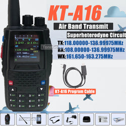 Air Band Transmit KT-A16 Walkie Talkie TX:108.000-136.999MHz RX:108.0000-136.999MHz 6W 200Ch W/10 NOAA Weather Forecast Channels
