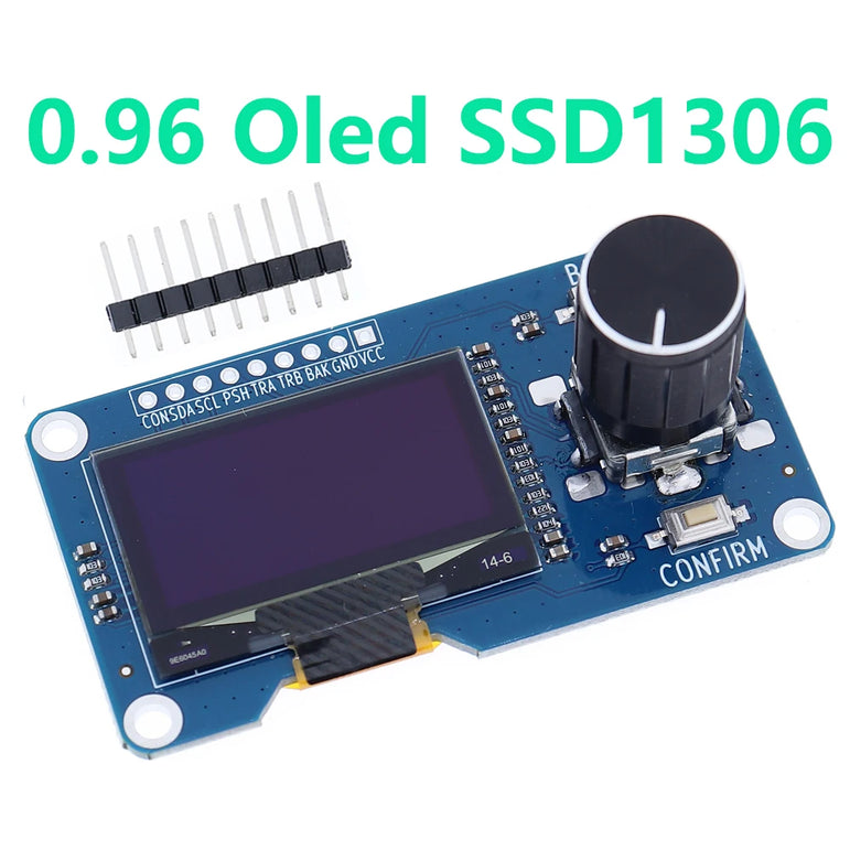 New SM 0.96/1.3 Inch White OLED Display, EC11 Rotary Encoder, IIC Interface for Arduino, DIY Electronics, High Resolution Screen