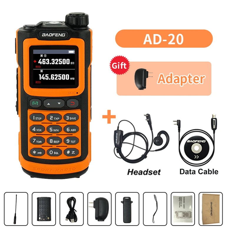 Baofeng AD-20 Walkie Talkie Full Band Analog/Digital Wireless Copy Frequency 1024CH Text Message Digital Encryption Record Radio