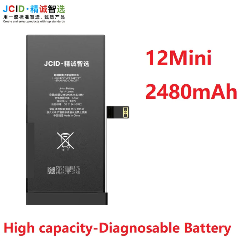 JCID Diagnostic Battery High Capacity For Iphone 12 13 14 100% Heath Visible New 0-cycle No Pop Up Used Genuine Parts On IOS 18