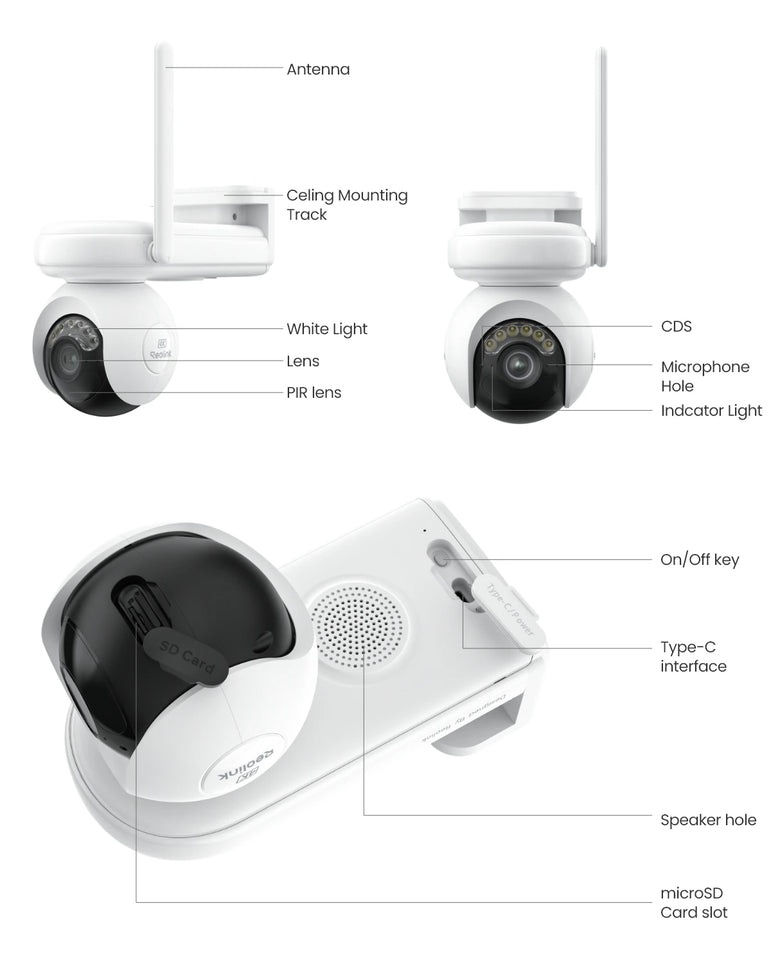 Reolink 4K Solar WiFi Security Camera Long Lasting 360° PT Auto Tracking Wireless ColorX Night Vision Dual-Band WiFi 6 IP Camera