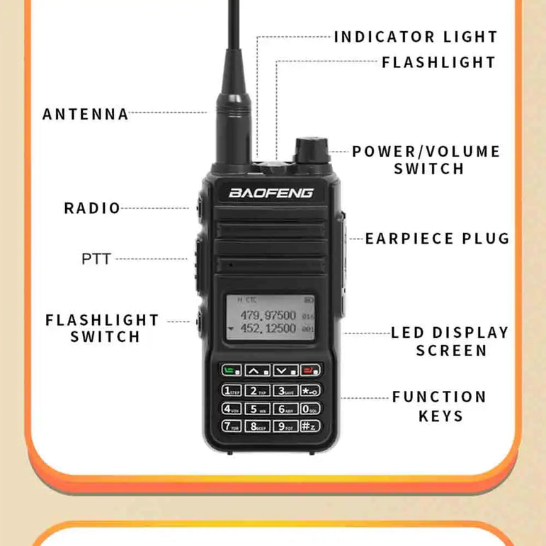 Baofeng RD-K5 Ham Walkie Talkie High Gain Antenna Encryption Anti-interference Air Band 108-136 Mhz 5-10KM Uhf Vhf Two Way Radio