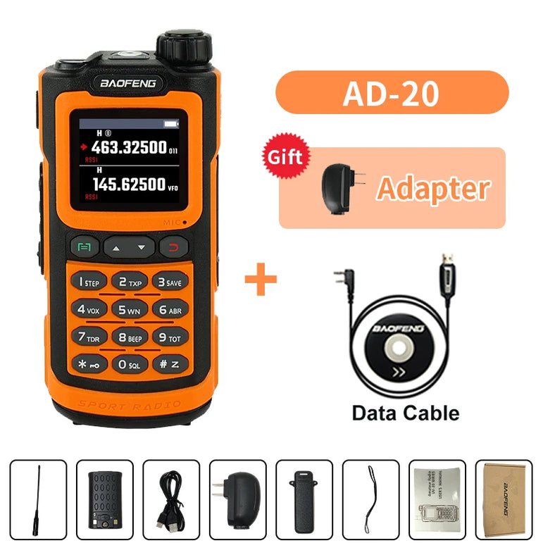 Baofeng AD-20 Walkie Talkie Full Band Analog/Digital Wireless Copy Frequency 1024CH Text Message Digital Encryption Record Radio