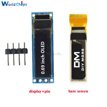 0.69 inch 96x16 OLED Display Module White Display LCD Screen Control Board with Pin for Arduino 3-5.5V IIC Interface