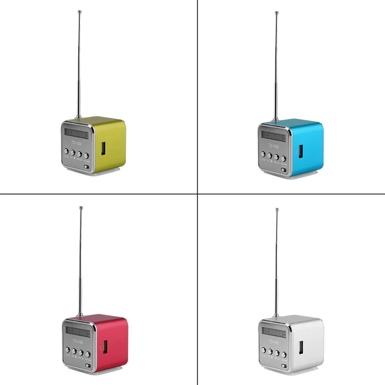 TD-V26 Mini Speaker  FM Radio Receiver MP3 Music Player LCD soundbar Micro SD TF Music Stereo Loudspeaker