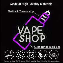 VAPE Shop LED Neon Sign Fit For USB charge Vape Shop Bar Bussiness Neon Light Sign Personalized Birthday Gift for Teen Neon Lamp
