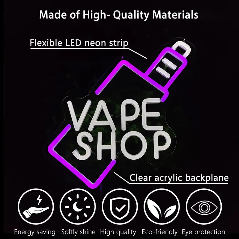 VAPE Shop LED Neon Sign Fit For USB charge Vape Shop Bar Bussiness Neon Light Sign Personalized Birthday Gift for Teen Neon Lamp